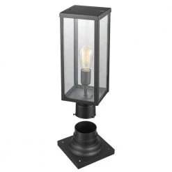 Bowery 1-Light Matte Black Outdoor Lamp Post Light Fixture with Base Adaptor and Clear Glass Inserts by Globe Electric 12 Bowery 1-Light Matte Black Outdoor Lamp Post Light Fixture with Base Adaptor and Clear Glass Inserts by Globe Electric -Deals Globe Electric Store black globe electric pier mount lights 44384 76 1000