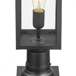 Bowery 1-Light Matte Black Outdoor Lamp Post Light Fixture with Base Adaptor and Clear Glass Inserts by Globe Electric 9 Bowery 1-Light Matte Black Outdoor Lamp Post Light Fixture with Base Adaptor and Clear Glass Inserts by Globe Electric -Deals Globe Electric Store black globe electric pier mount lights 44384 c3 1000