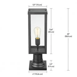 Bowery 1-Light Matte Black Outdoor Lamp Post Light Fixture with Base Adaptor and Clear Glass Inserts by Globe Electric 11 Bowery 1-Light Matte Black Outdoor Lamp Post Light Fixture with Base Adaptor and Clear Glass Inserts by Globe Electric -Deals Globe Electric Store black globe electric pier mount lights 44384 fa 1000