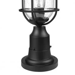Turner 1-Light Black Outdoor Lamp Post with Seeded Glass Shade by Globe Electric -Deals Globe Electric Store black globe electric post light sets 44798 1f 1000