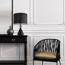 Kara 23.05 in. Black Table Lamp with Black Fabric Shade and CEC Title 20 LED Bulb Included by Globe Electric -Deals Globe Electric Store black globe electric table lamps 67094 4f 1000