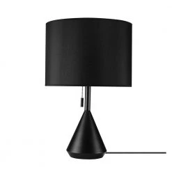 Kara 23.05 in. Black Table Lamp with Black Fabric Shade and CEC Title 20 LED Bulb Included by Globe Electric