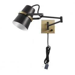McKibbin 1-Light Matte Black Plug-In or Hardwire Swing Arm Wall Sconce by Globe Electric