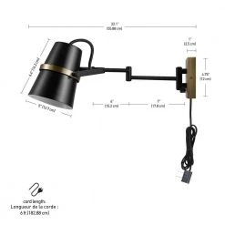 McKibbin 1-Light Matte Black Plug-In or Hardwire Swing Arm Wall Sconce by Globe Electric -Deals Globe Electric Store black globe electric wall lamps 51345 fa 1000