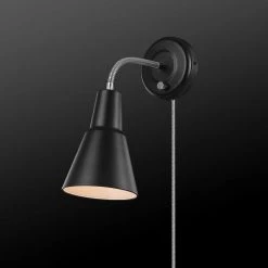 Collins 1-Light Black Plug-In or Hardwire Wall Sconce with 6 ft. Cord by Globe Electric -Deals Globe Electric Store black globe electric wall sconces 51791 76 1000