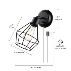 1-Light Black Shade Plug-in Wall Sconce with Clear 6 ft. Cord by Globe Electric 10 1-Light Black Shade Plug-in Wall Sconce with Clear 6 ft. Cord by Globe Electric -Deals Globe Electric Store black globe electric wall sconces 65291 66 1000