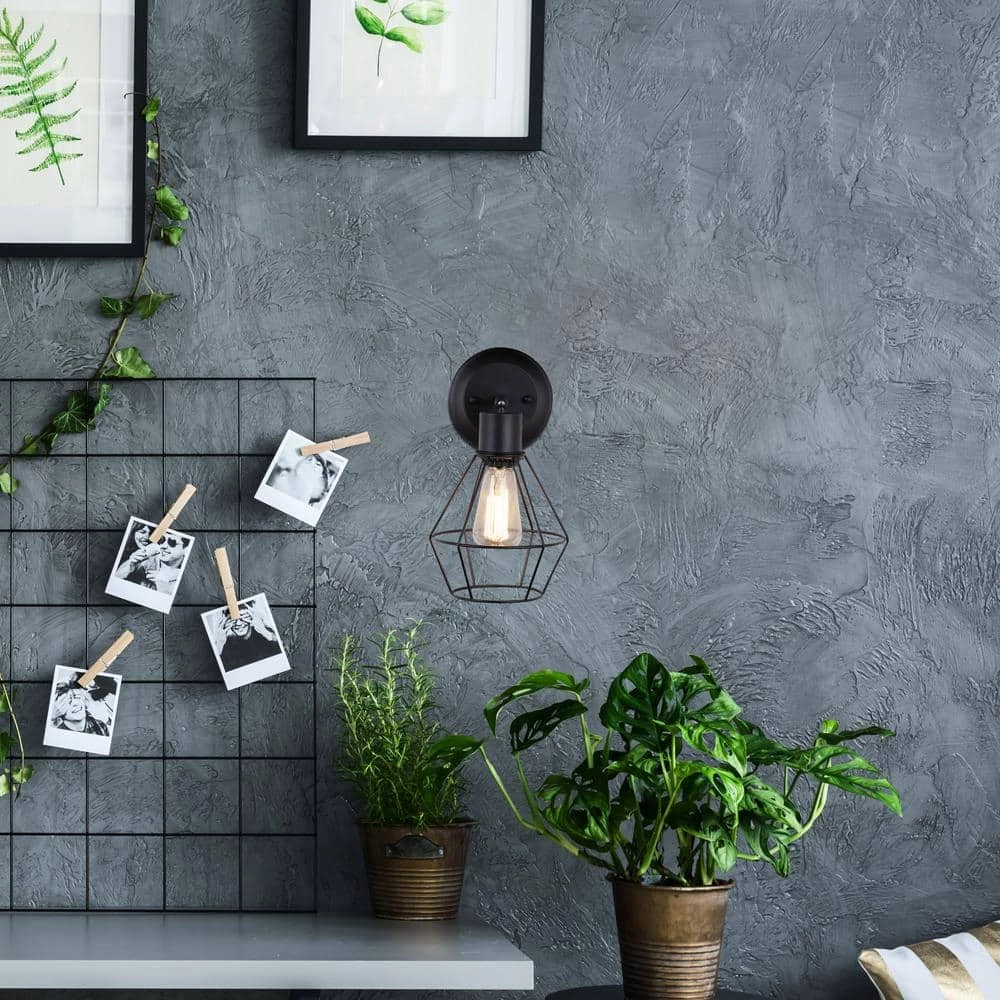 1-Light Black Shade Plug-in Wall Sconce with Clear 6 ft. Cord by Globe Electric 2 1-Light Black Shade Plug-in Wall Sconce with Clear 6 ft. Cord by Globe Electric - Image 2