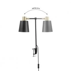 Lex 19 in. Black with Gold Accents Clamp-On Desk Lamp by Globe Electric -Deals Globe Electric Store black with gold accents globe electric desk lamps 52900 44 1000