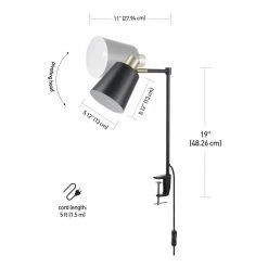 Lex 19 in. Black with Gold Accents Clamp-On Desk Lamp by Globe Electric -Deals Globe Electric Store black with gold accents globe electric desk lamps 52900 4f 1000