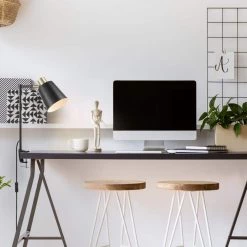 Lex 19 in. Black with Gold Accents Clamp-On Desk Lamp by Globe Electric -Deals Globe Electric Store black with gold accents globe electric desk lamps 52900 76 1000