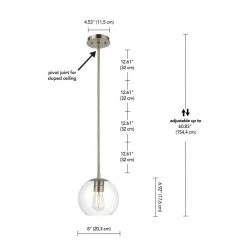 Vivienne 1-Light Brass Pendant Light with Clear Glass Shade by Globe Electric -Deals Globe Electric Store brass globe electric chandeliers 60871 44 1000