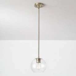 Vivienne 1-Light Brass Pendant Light with Clear Glass Shade by Globe Electric -Deals Globe Electric Store brass globe electric chandeliers 60871 c3 1000