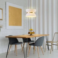 Meadow 3-Light Matte Brass Chandelier with White Fabric Shade by Globe Electric 19 Meadow 3-Light Matte Brass Chandelier with White Fabric Shade by Globe Electric -Deals Globe Electric Store brass globe electric chandeliers 65727 31 1000