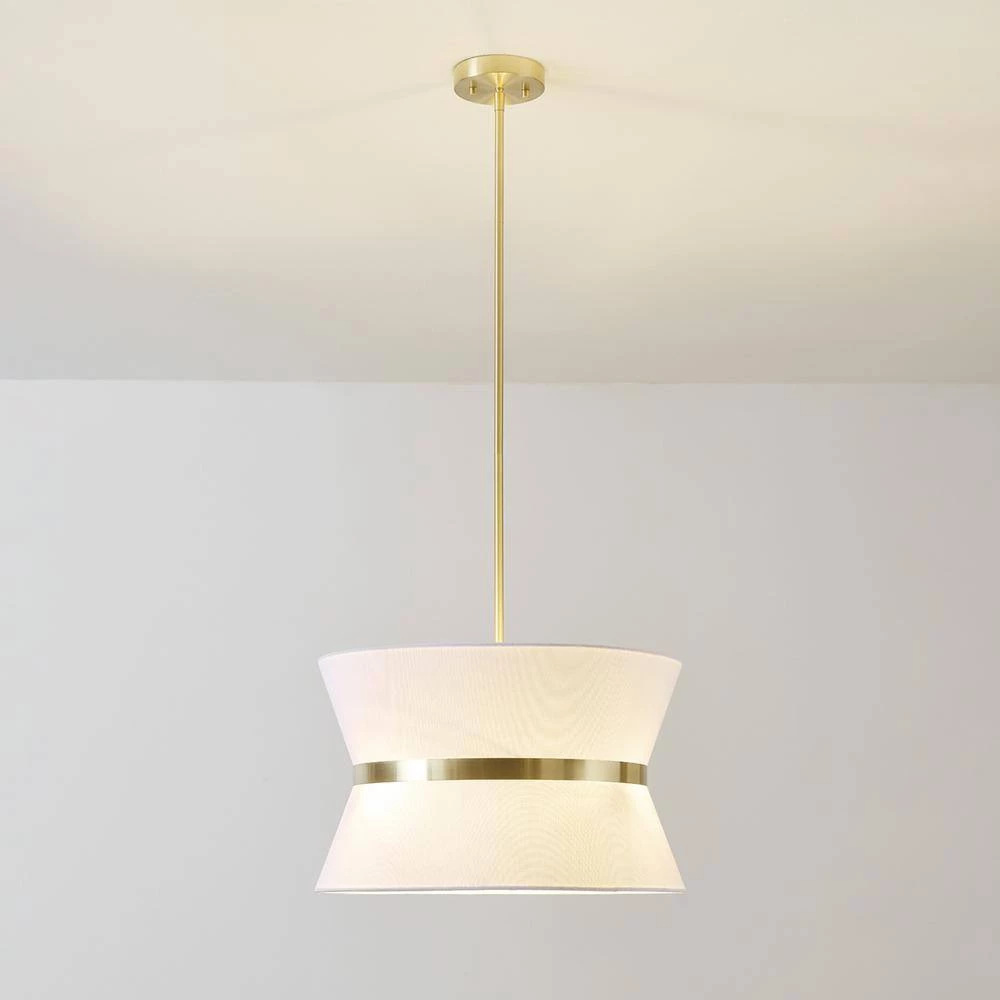 Meadow 3-Light Matte Brass Chandelier with White Fabric Shade by Globe Electric 3 Meadow 3-Light Matte Brass Chandelier with White Fabric Shade by Globe Electric - Image 3