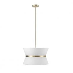 Meadow 3-Light Matte Brass Chandelier with White Fabric Shade by Globe Electric