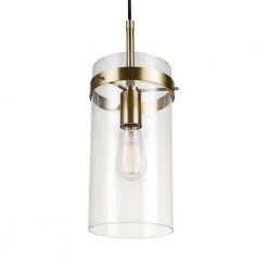 Connor 1-Light Brass Pendant Light with Clear Glass Shade, Light Bulb Included by Globe Electric -Deals Globe Electric Store brass globe electric chandeliers 91000431 1f 1000