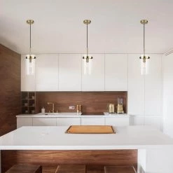 Connor 1-Light Brass Pendant Light with Clear Glass Shade, Light Bulb Included by Globe Electric -Deals Globe Electric Store brass globe electric chandeliers 91000431 31 1000