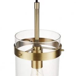 Connor 1-Light Brass Pendant Light with Clear Glass Shade, Light Bulb Included by Globe Electric -Deals Globe Electric Store brass globe electric chandeliers 91000431 44 1000