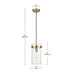 Connor 1-Light Brass Pendant Light with Clear Glass Shade, Light Bulb Included by Globe Electric -Deals Globe Electric Store brass globe electric chandeliers 91000431 4f 1000