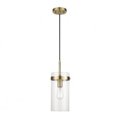 Connor 1-Light Brass Pendant Light with Clear Glass Shade, Light Bulb Included by Globe Electric