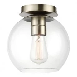 Vivienne 8 in. 1-Light Brass Semi-Flush Mount with Clear Glass Shade by Globe Electric -Deals Globe Electric Store brass globe electric flush mount lights 60868 1f 1000