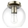 Vivienne 8 in. 1-Light Brass Semi-Flush Mount with Clear Glass Shade by Globe Electric