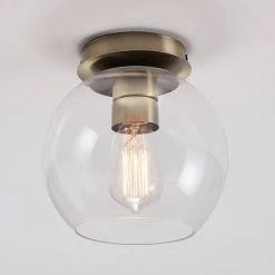 Vivienne 8 in. 1-Light Brass Semi-Flush Mount with Clear Glass Shade by Globe Electric -Deals Globe Electric Store brass globe electric flush mount lights 60868 c3 1000