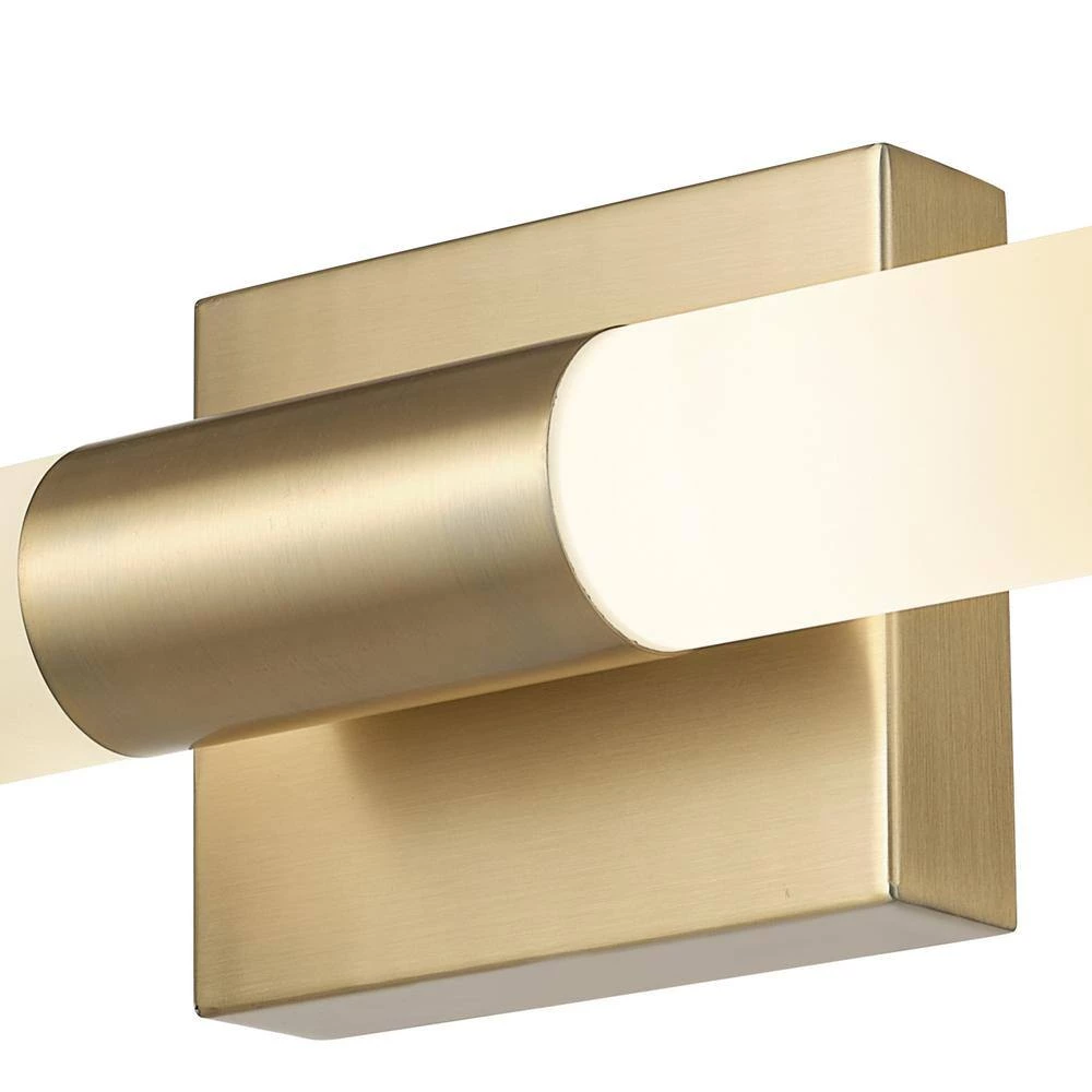 Edinburgh 24 in. 2-Light LED Integrated Brass Vanity Light with Frosted Acrylic Shades by Globe Electric 6 Edinburgh 24 in. 2-Light LED Integrated Brass Vanity Light with Frosted Acrylic Shades by Globe Electric - Image 6