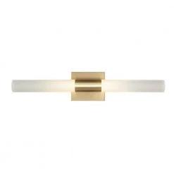 Edinburgh 24 in. 2-Light LED Integrated Brass Vanity Light with Frosted Acrylic Shades by Globe Electric