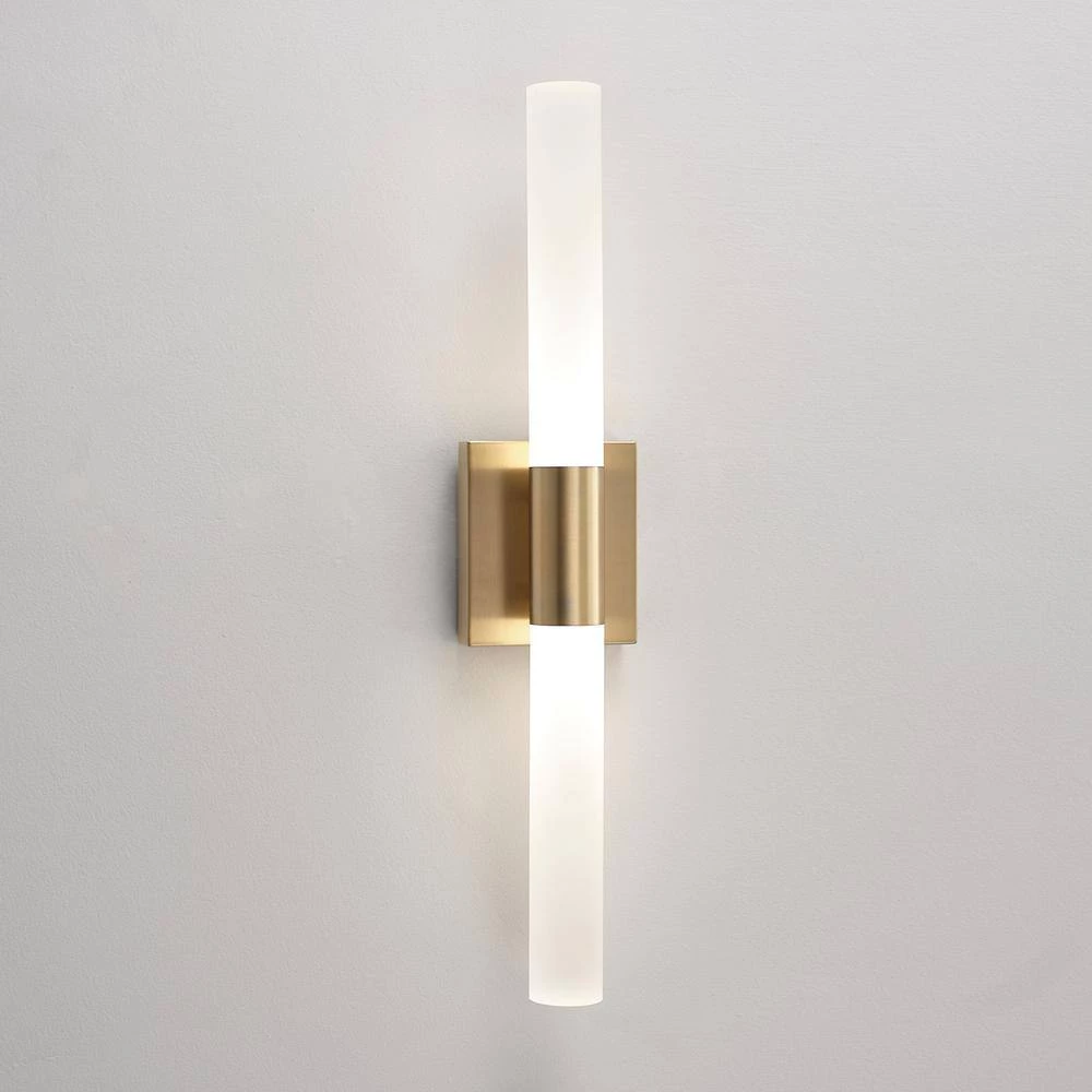 Edinburgh 24 in. 2-Light LED Integrated Brass Vanity Light with Frosted Acrylic Shades by Globe Electric 7 Edinburgh 24 in. 2-Light LED Integrated Brass Vanity Light with Frosted Acrylic Shades by Globe Electric - Image 7
