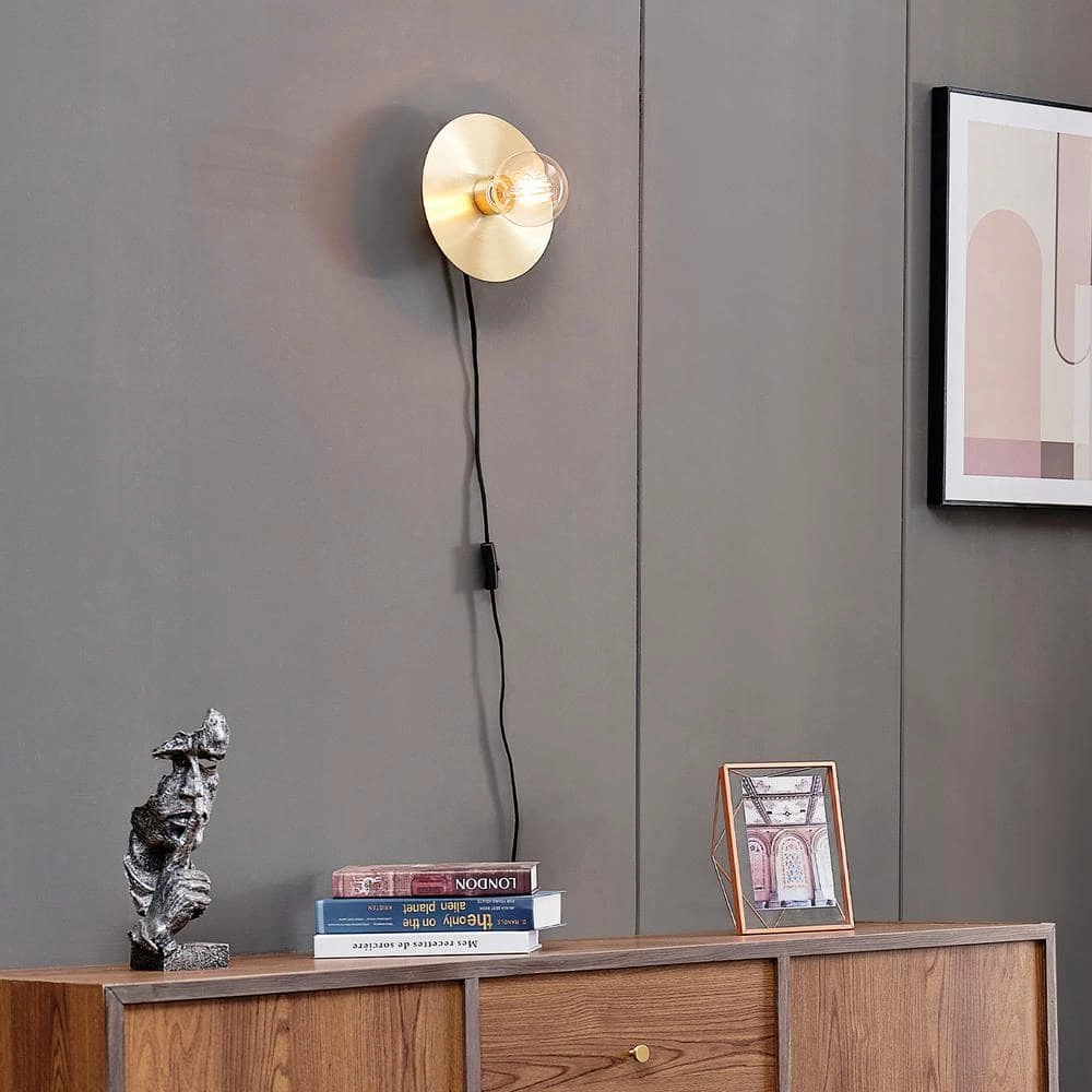 Courtney 1-Light Brass Plug-In or Hardwire Wall Sconce by Globe Electric 9 Courtney 1-Light Brass Plug-In or Hardwire Wall Sconce by Globe Electric - Image 9