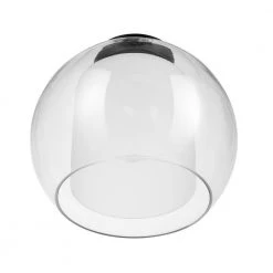 Aura 12 in. 1-Light Bronze Semi-Flush Mount with Clear Glass Outer Shade and Frosted Glass Inner Shade by Globe Electric -Deals Globe Electric Store bronze globe electric flush mount lights 61256 44 1000