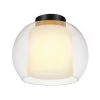 Aura 12 in. 1-Light Bronze Semi-Flush Mount with Clear Glass Outer Shade and Frosted Glass Inner Shade by Globe Electric