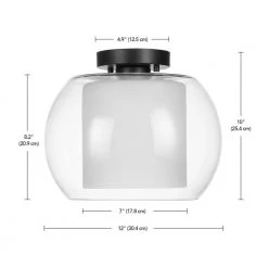 Aura 12 in. 1-Light Bronze Semi-Flush Mount with Clear Glass Outer Shade and Frosted Glass Inner Shade by Globe Electric -Deals Globe Electric Store bronze globe electric flush mount lights 61256 fa 1000