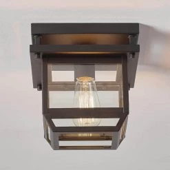 Sorrell 1-Light Bronze Outdoor/Indoor Flush Mount Light with Clear Glass Shade by Globe Electric 15 Sorrell 1-Light Bronze Outdoor/Indoor Flush Mount Light with Clear Glass Shade by Globe Electric -Deals Globe Electric Store bronze globe electric outdoor flush mount lights 44779 31 1000