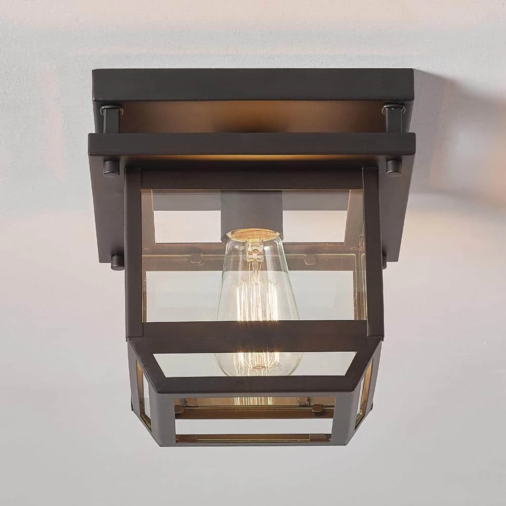 Sorrell 1-Light Bronze Outdoor/Indoor Flush Mount Light with Clear Glass Shade by Globe Electric 8 Sorrell 1-Light Bronze Outdoor/Indoor Flush Mount Light with Clear Glass Shade by Globe Electric - Image 8