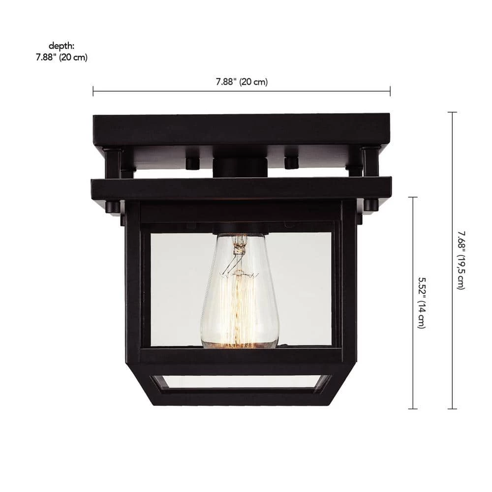 Sorrell 1-Light Bronze Outdoor/Indoor Flush Mount Light with Clear Glass Shade by Globe Electric 6 Sorrell 1-Light Bronze Outdoor/Indoor Flush Mount Light with Clear Glass Shade by Globe Electric - Image 6