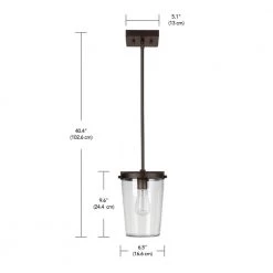 1-Light Bronze Outdoor Pendant with Clear Glass Shade, Vintage Incandescent Bulb Included by Globe Electric -Deals Globe Electric Store bronze globe electric outdoor pendant lights 44635 44 1000