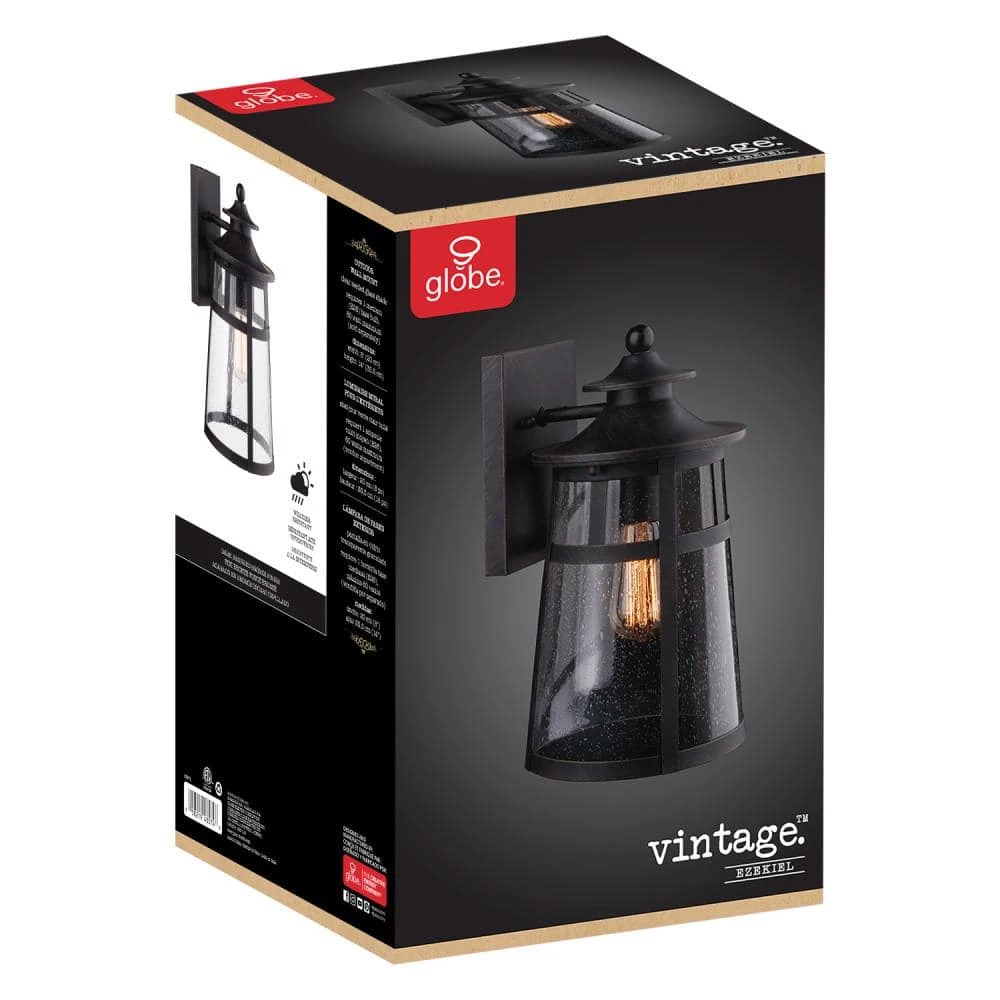 Ezekiel 1-Light Bronze Outdoor Wall Lantern Sconce by Globe Electric 5 Ezekiel 1-Light Bronze Outdoor Wall Lantern Sconce by Globe Electric - Image 5