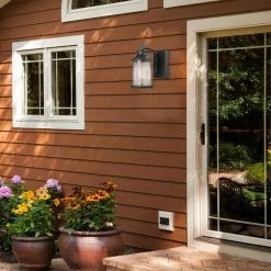 Donovan 1-Light Outdoor Wall Sconce, Dark Bronze, Seeded Glass Shade by Globe Electric 8 Donovan 1-Light Outdoor Wall Sconce, Dark Bronze, Seeded Glass Shade by Globe Electric -Deals Globe Electric Store bronze globe electric outdoor sconces 44544 4f 1000