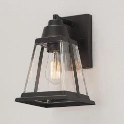 Merle 1-Light Bronze Outdoor/Indoor Wall Lantern Sconce with Clear Glass Shade by Globe Electric 15 Merle 1-Light Bronze Outdoor/Indoor Wall Lantern Sconce with Clear Glass Shade by Globe Electric -Deals Globe Electric Store bronze globe electric outdoor sconces 44697 31 1000