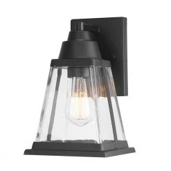 Merle 1-Light Bronze Outdoor/Indoor Wall Lantern Sconce with Clear Glass Shade by Globe Electric