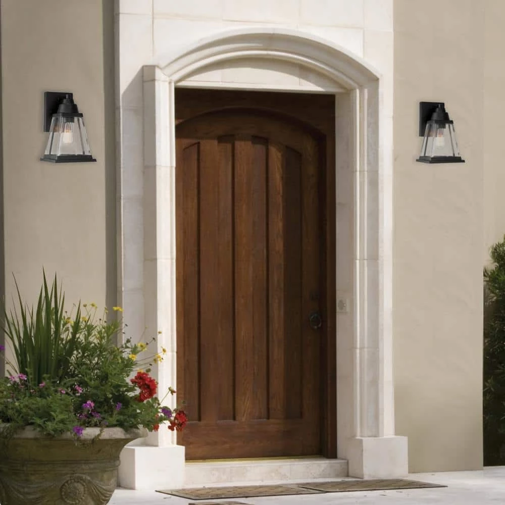 Merle 1-Light Bronze Outdoor/Indoor Wall Lantern Sconce with Clear Glass Shade by Globe Electric 2 Merle 1-Light Bronze Outdoor/Indoor Wall Lantern Sconce with Clear Glass Shade by Globe Electric - Image 2