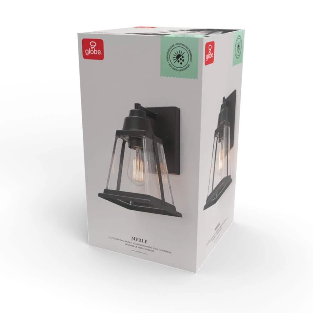 Merle 1-Light Bronze Outdoor/Indoor Wall Lantern Sconce with Clear Glass Shade by Globe Electric 7 Merle 1-Light Bronze Outdoor/Indoor Wall Lantern Sconce with Clear Glass Shade by Globe Electric - Image 7