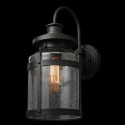 Apollo 1-Light Bronze Outdoor/Indoor Wall Lantern Sconce with Seeded Glass Shade by Globe Electric 11 Apollo 1-Light Bronze Outdoor/Indoor Wall Lantern Sconce with Seeded Glass Shade by Globe Electric -Deals Globe Electric Store bronze globe electric outdoor sconces 44791 40 1000