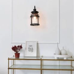 Apollo 1-Light Bronze Outdoor/Indoor Wall Lantern Sconce with Seeded Glass Shade by Globe Electric 13 Apollo 1-Light Bronze Outdoor/Indoor Wall Lantern Sconce with Seeded Glass Shade by Globe Electric -Deals Globe Electric Store bronze globe electric outdoor sconces 44791 4f 1000