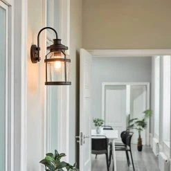 Apollo 1-Light Bronze Outdoor/Indoor Wall Lantern Sconce with Seeded Glass Shade by Globe Electric 12 Apollo 1-Light Bronze Outdoor/Indoor Wall Lantern Sconce with Seeded Glass Shade by Globe Electric -Deals Globe Electric Store bronze globe electric outdoor sconces 44791 a0 1000