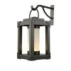 Rhye 1-Light Bronze Battery-Operated LED Integrated Outdoor Wall Lantern Sconce with Frosted Acrylic Panels 1-Pack by Globe Electric