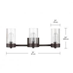 Axel 24 in. 3-Light Bronze Vanity Light with Seeded Glass Shades, Incandescent Bulbs Included by Globe Electric -Deals Globe Electric Store bronze globe electric vanity lighting 51633 44 1000