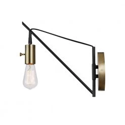 Exeter 1-Light Bronze with Brass Accents Plug-In or Hardwire Swing Arm Wall Sconce by Globe Electric -Deals Globe Electric Store bronze with brass accents globe electric wall sconces 51343 40 1000